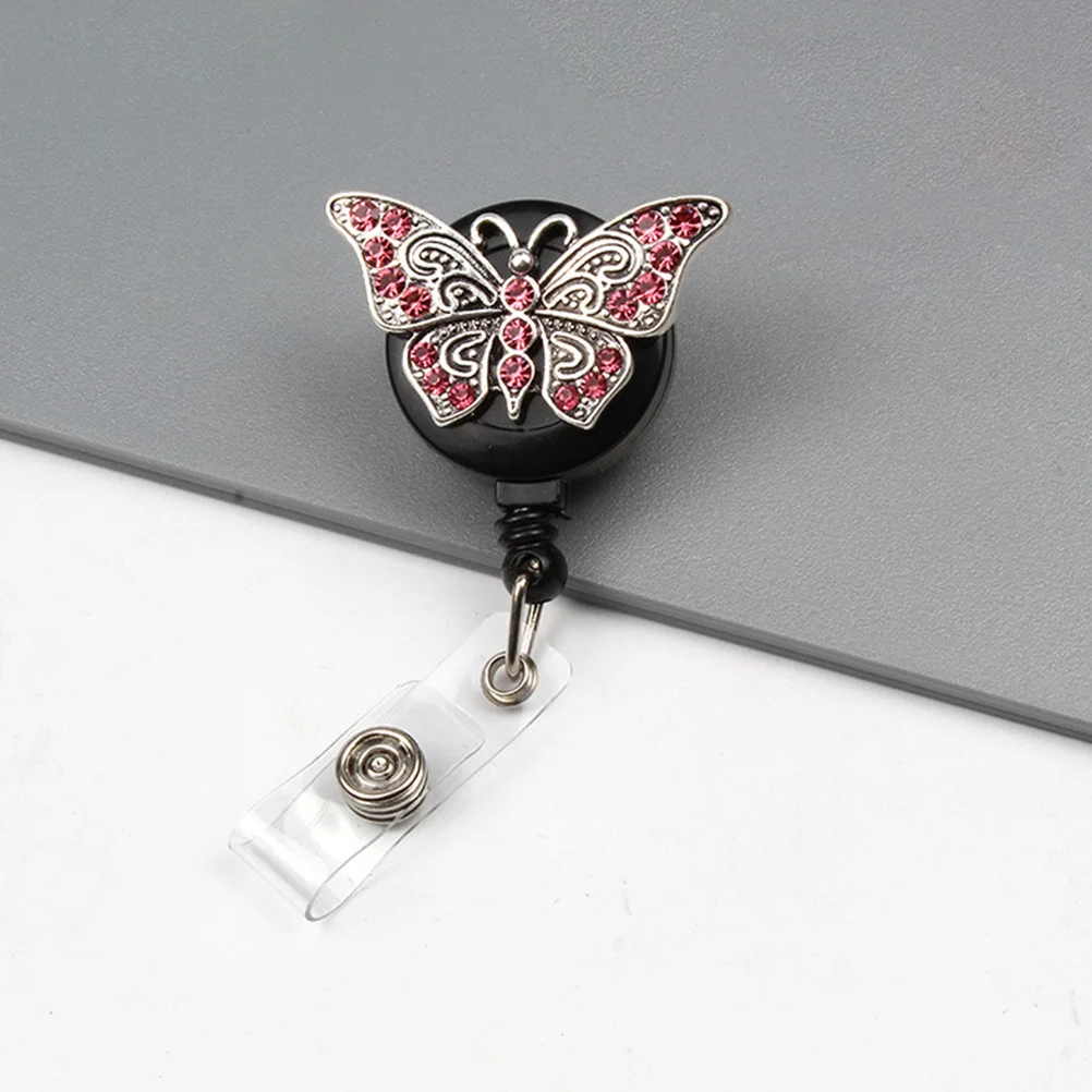 

Metal Telescopic Keychain Pink Elegant Badge Reel Id Holder Work Badge Accessories for Nurses Office Students Servers