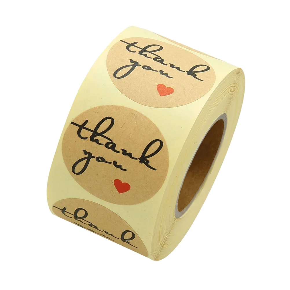 1 Rolle 500 Stück Kratzaufkleber Kraftpapier Danke DIY Handwerk Lebensmitteletiketten Selbstklebende abnehmbare Aufkleber Geschenkaufkleber