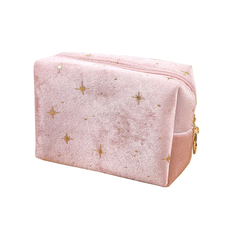 1pc White/Pink/Blue/Black Stamping Star Octagonal Bag Cosmetic Storage Bag Zipper Wash Bag Portable Cosmetic Bag Travel Bag