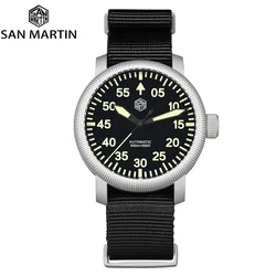 San Martin 40mm Retro Pilot Watch for Men Retro YN55 Automatic Mechanical Movement 100m Waterproof Luminous Watches SN0143