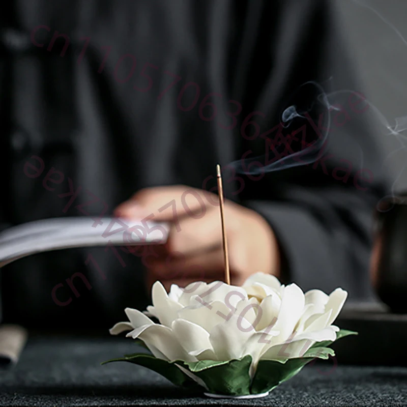 

Ceramic White Peony Tea Pet Flower Incense Burner Stick Holder, Aromatherapy, Cha Dao Tearoom, Yoga, Office, Home Accessories