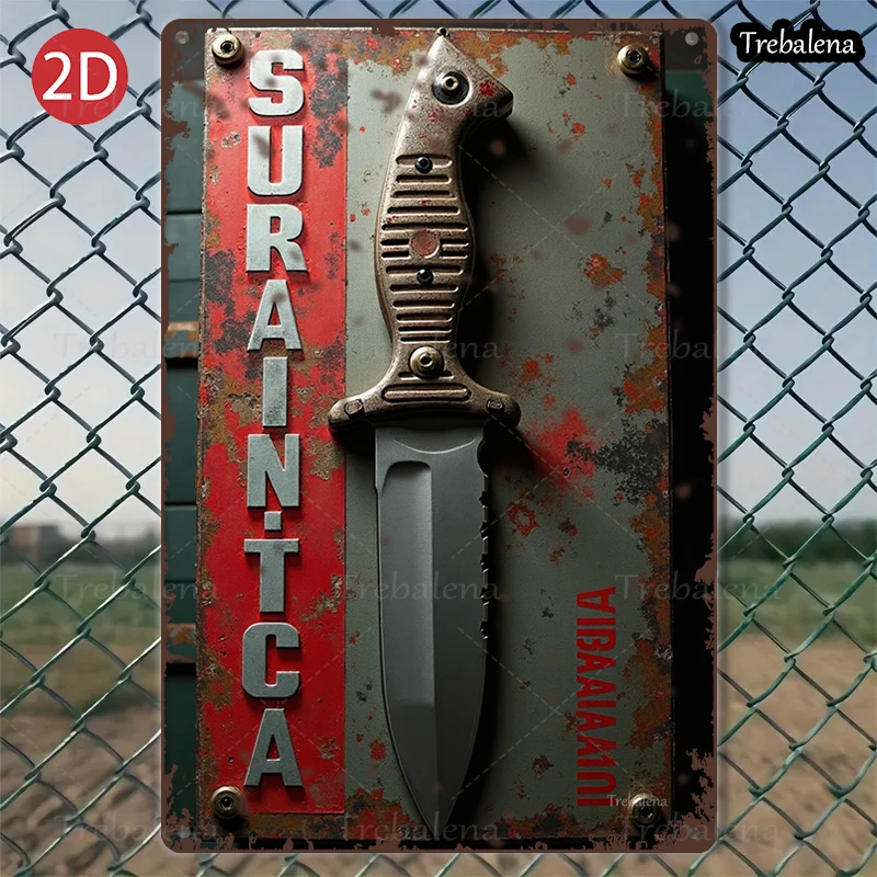 

1PC 2D Flat 8*12inch Metal Sign Rustic Knife Art Vintage Metal Sign Decor