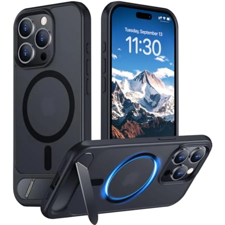 

Magnetic Compatible with iPhone 15 Pro Max Case, [Built-in Invisible Kickstand][Compatible with MagSafe] [Military Grade Shockp