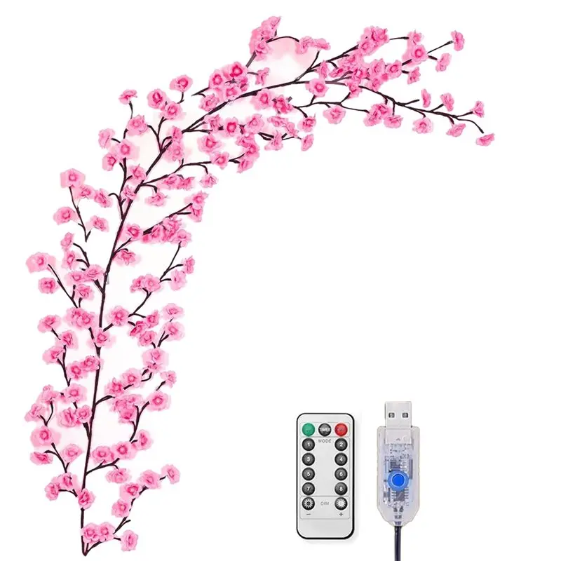 

Aug. DIY 144 светодиодные светильники Cherry Blossom Enchanted Willow Vine Lights, 7,55 футов с дистанционным таймером, для спальни и дома