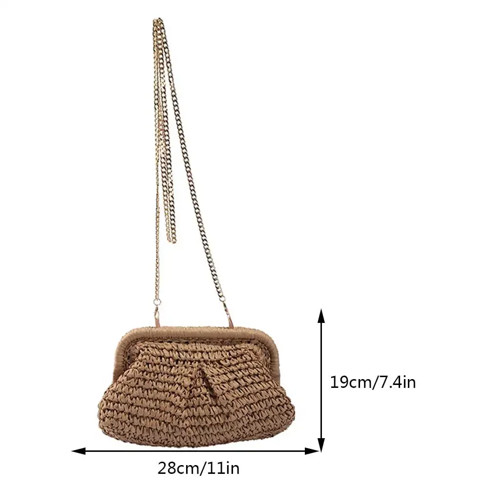 Straw Crossbody Bags for Women Raffia Clutch Chain Shoulder Bags Woven Crochet Handbag Purse Pouch Rattan Boho Summer Beach Bag