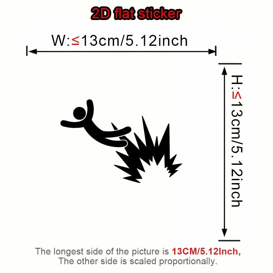 2D High-Altitude Falling Figure Vinyl Car Sticker, Self-Adhesive Removable Decal, Fun Jumping Design, Suitable for Cars