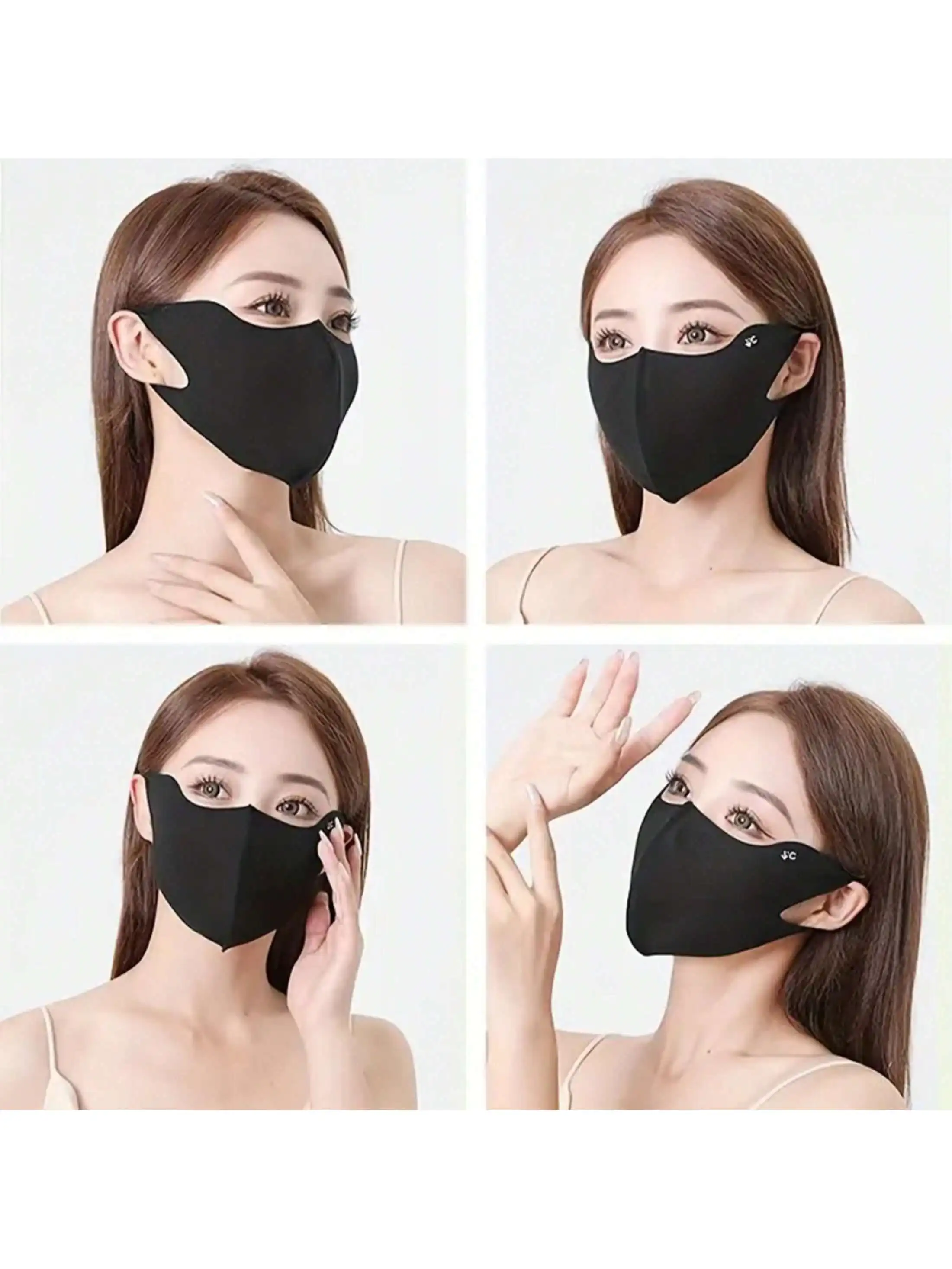 1pc Seamless Ice Silk Sun Protection Mask – 3D Eye Shield, Airy Washable, Adjustable Ear Loops for Cycling/Daily Commute