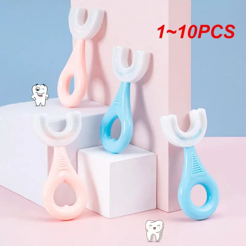 Cepillo de dientes para niños de 1 a 10 piezas, protección de la salud, limpieza efectiva, fácil de usar, diseño en forma de U