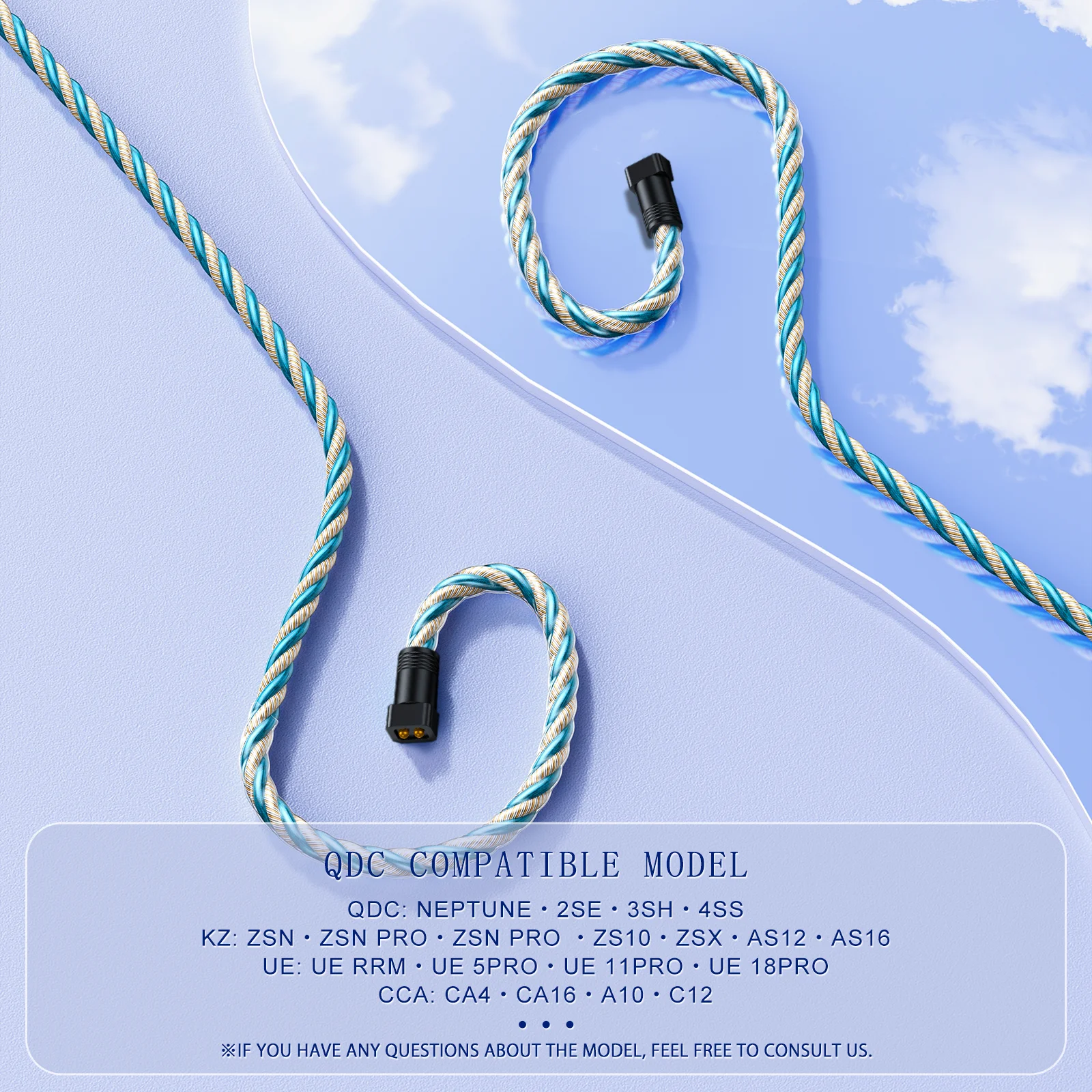 Cooyin QDC Earphone Cable 24-Core Single Crystal Silver Cable For NEPTUNE·2SE·3SH·4SS KZ ZSN·ZSNPRO·ZSNPROZS10·ZSX·AS12·AS16 CA4