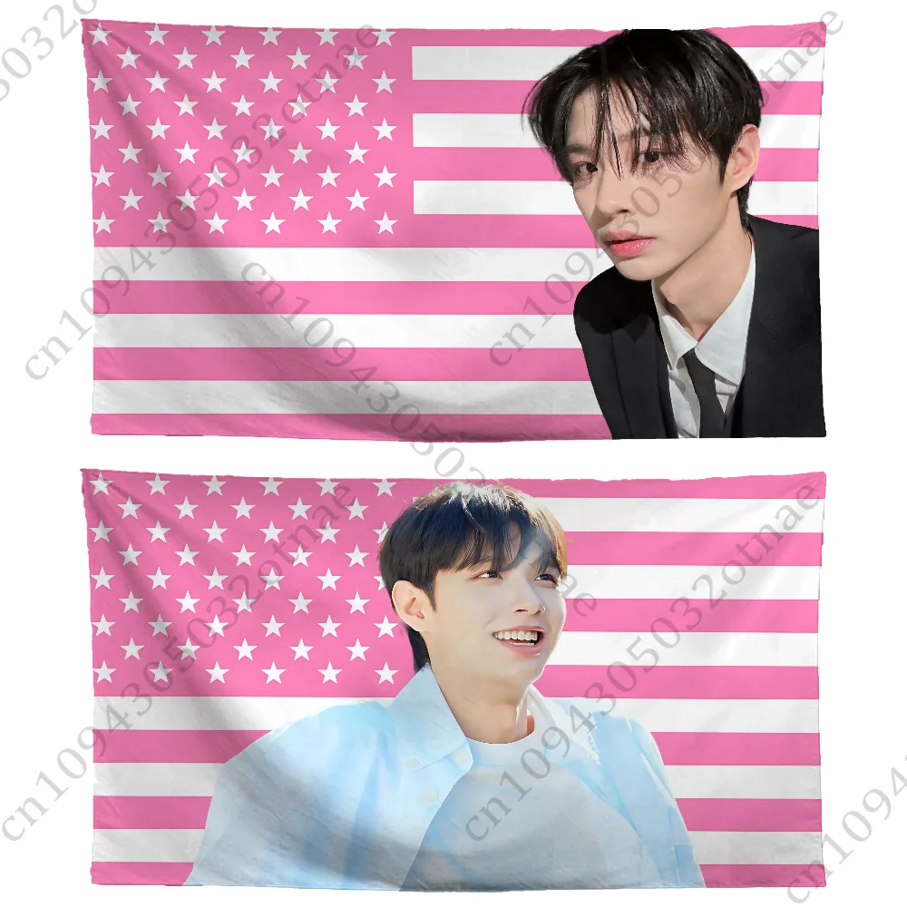 k-kim S-Sungmin P-ProjectS USA Flag Tapestry Funny Banner For College Dorm Room Bedroom Outdoor Living Room Wall Art Decor Party