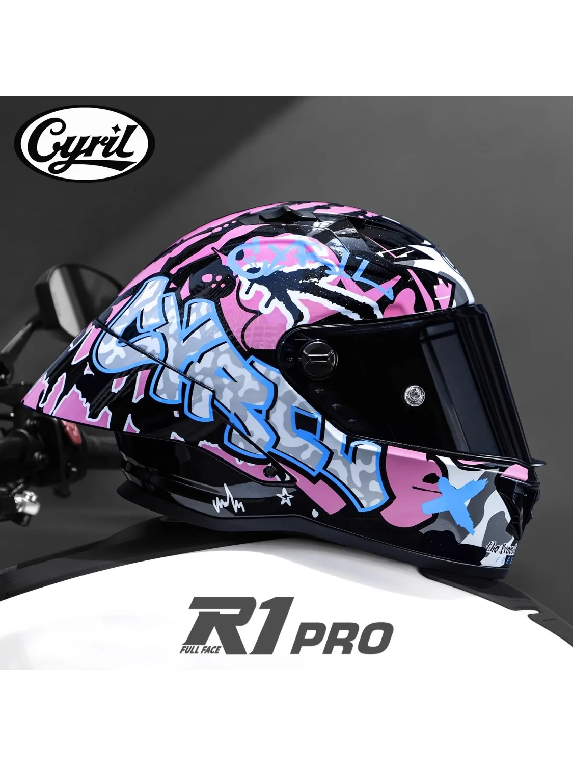Kask motocyklowy CYRIL R1/PRO Unisex Racing Locomotive Full Helmet Street Car Big Tail Czterosezonowy Kask Motocyklowy — 2