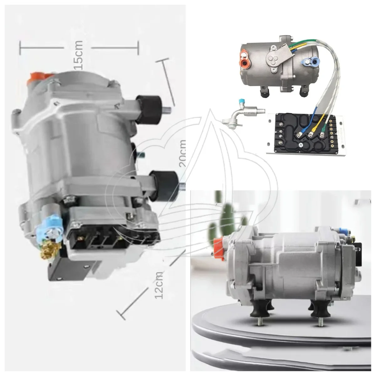 

12V/24V Electric Air Conditioner Compressor Unit, Energy-Saving Modified AC System for Car Truck Bus Tractor Automotive Cooling