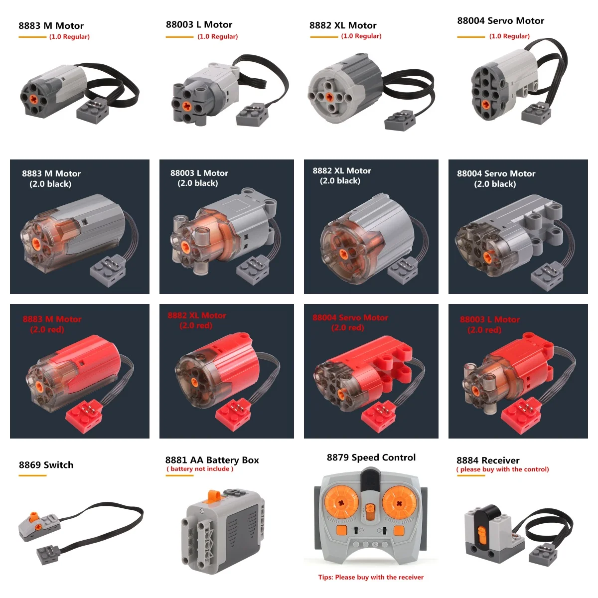 

MOC Technical Parts Building Blocks Power Functions Motors Servo Train Motor Battery Box Control Receiver Toys For Boy Xmas Gift