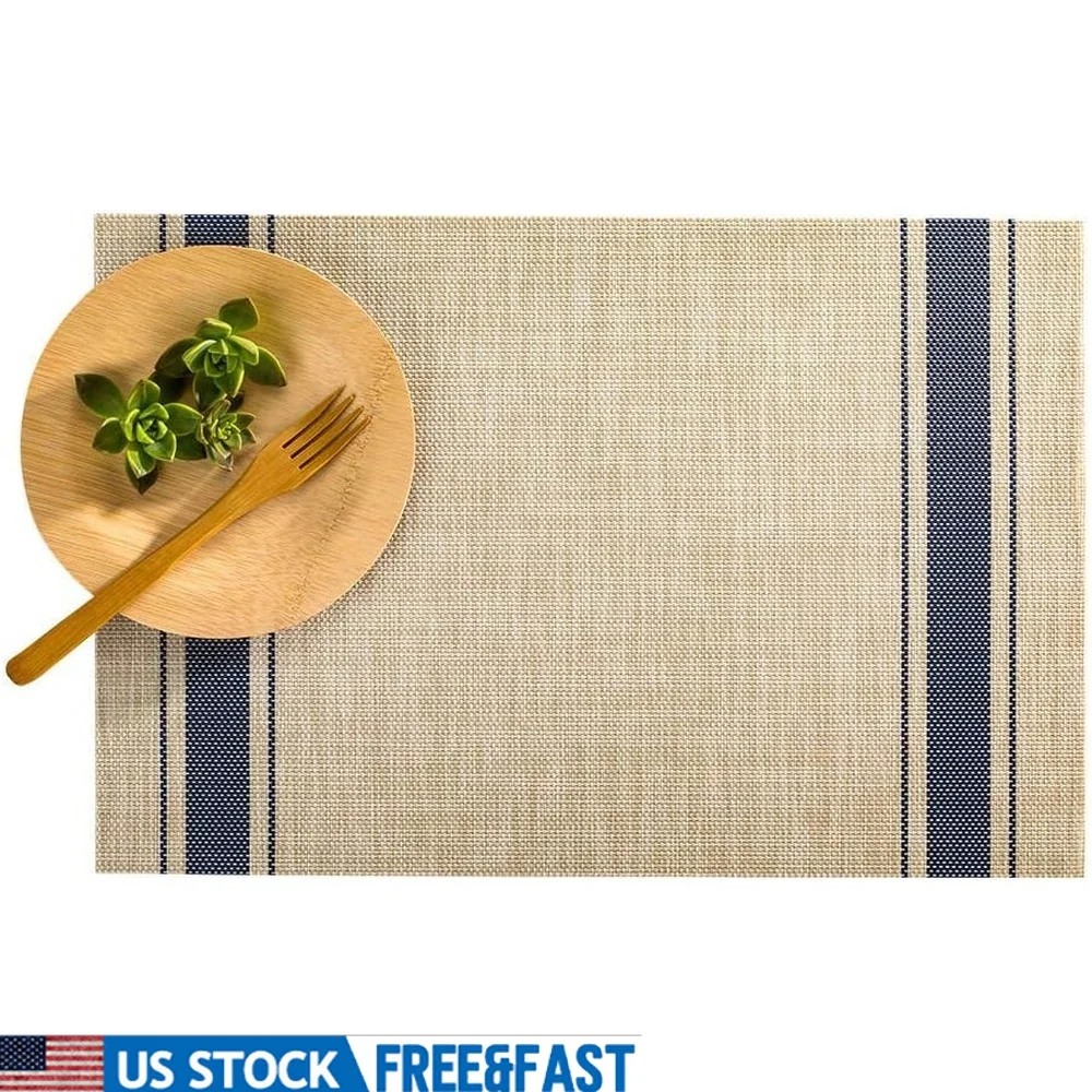 

Durable Vinyl Placemats Set of 6 Heat-Resistant Kitchen Table Mats Rustic French Countryside Design Easy Clean Surface