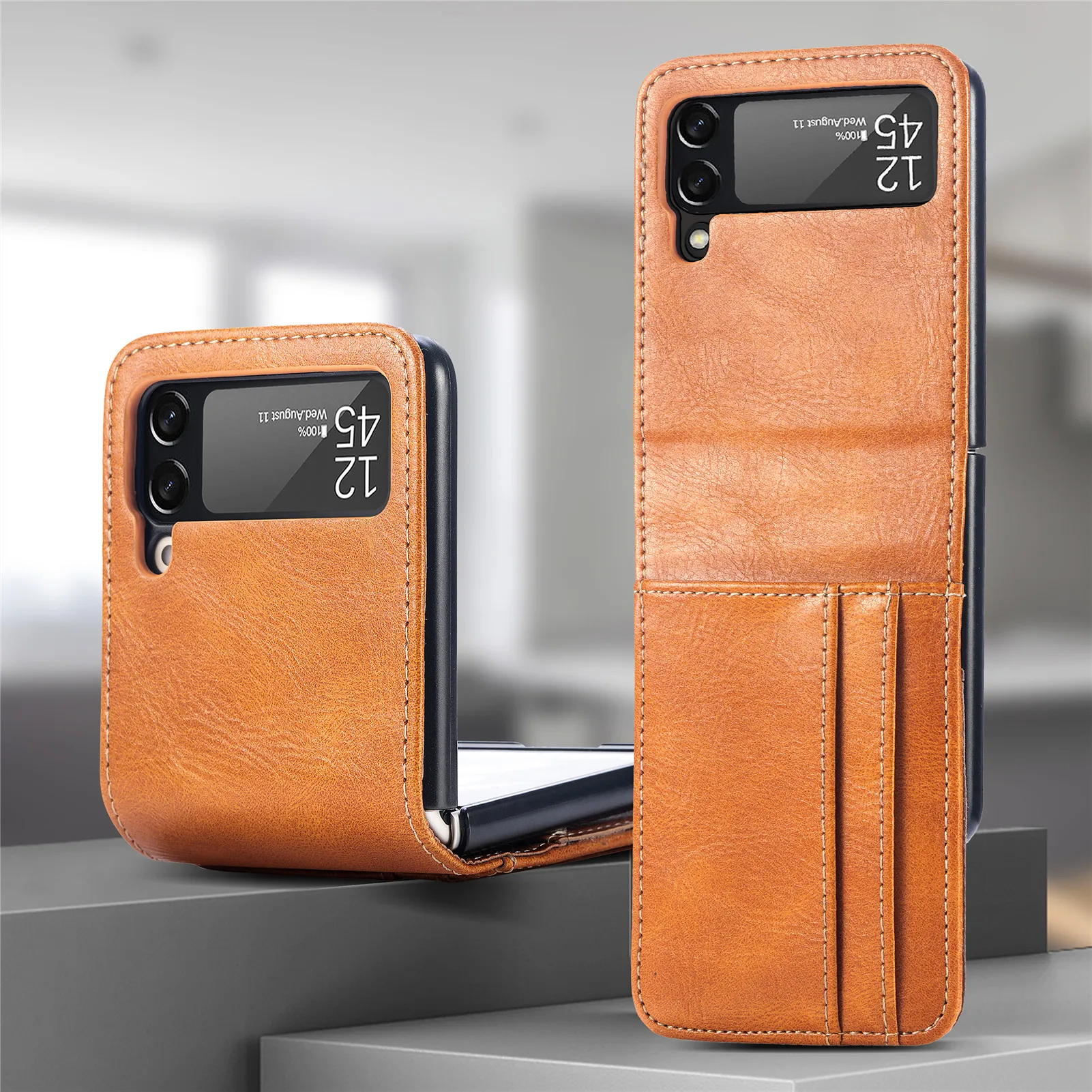 Fashion Leather Cell Phone Bag Case for Samsung Galaxy Z Flip4 flip6 5G flip5 Flip 6 4 5 Flip3 Flip 3 2 flip2 Protective Cover