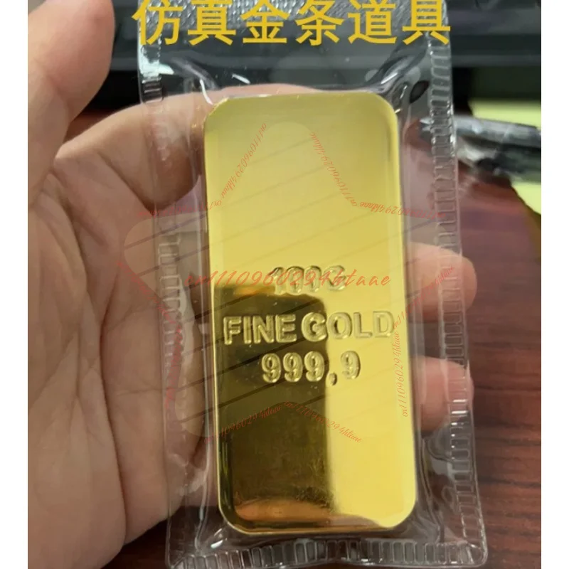 100g Swiss Gold Bar Replica, Zinc Alloy Gold-Plated Display Prop for Bank Counter Display & Film Shooting Use