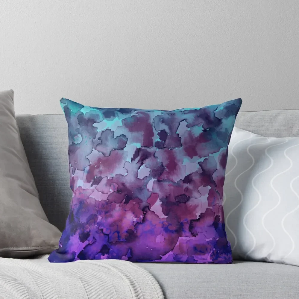 

COLOR ME FLORAL 5 Pretty Aqua Turquoise Blue Purple Ombre Floral Pattern Abstract Watercolor Painting Flowers Fine Throw Pillow