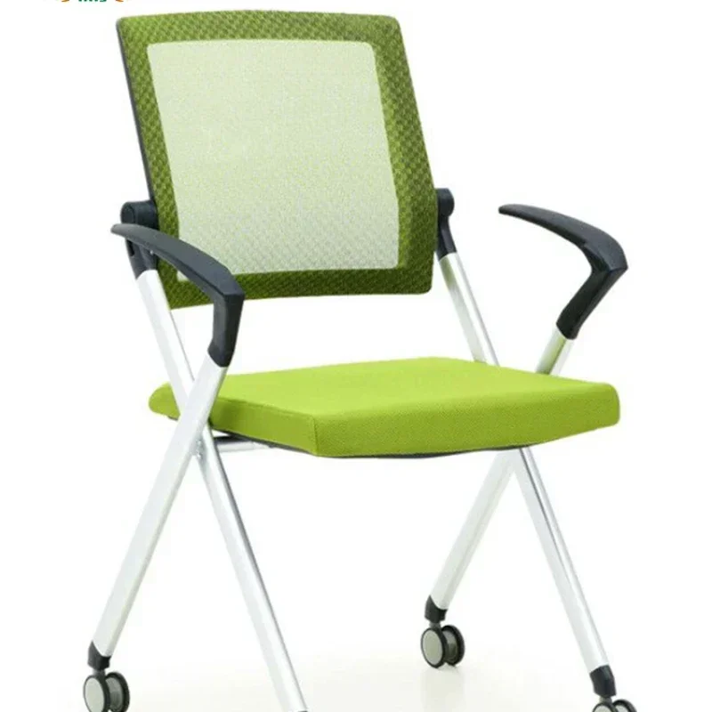 Folding training chair with wheels, conference  with four legs