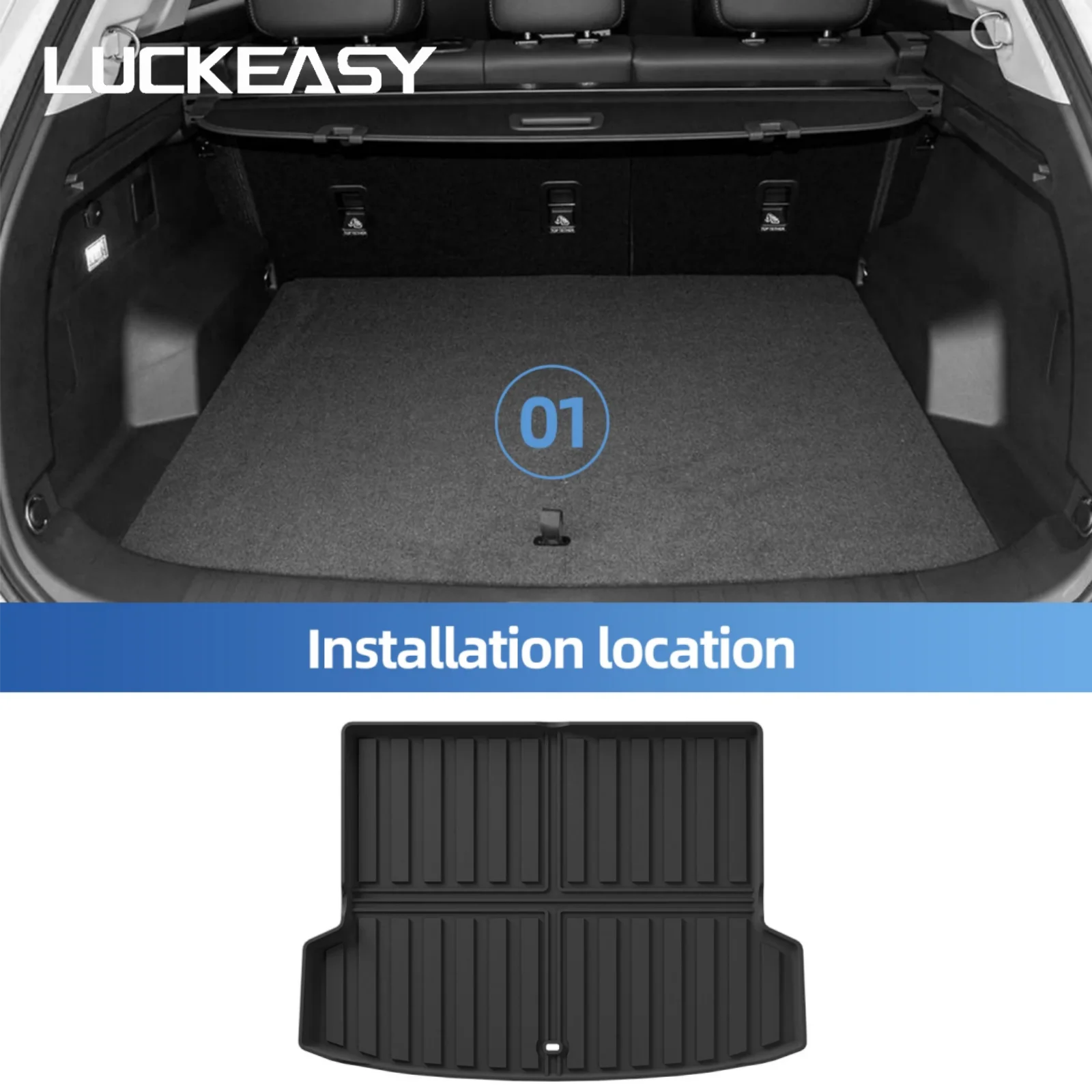 LUCKEASY Right Drive for Jaecoo J7/Jetour Tansuo 06 2024-2025 (SHS Hybrid Only) Car Floor Mats Trunk Pad TPE 3D Foot Pad Blcak