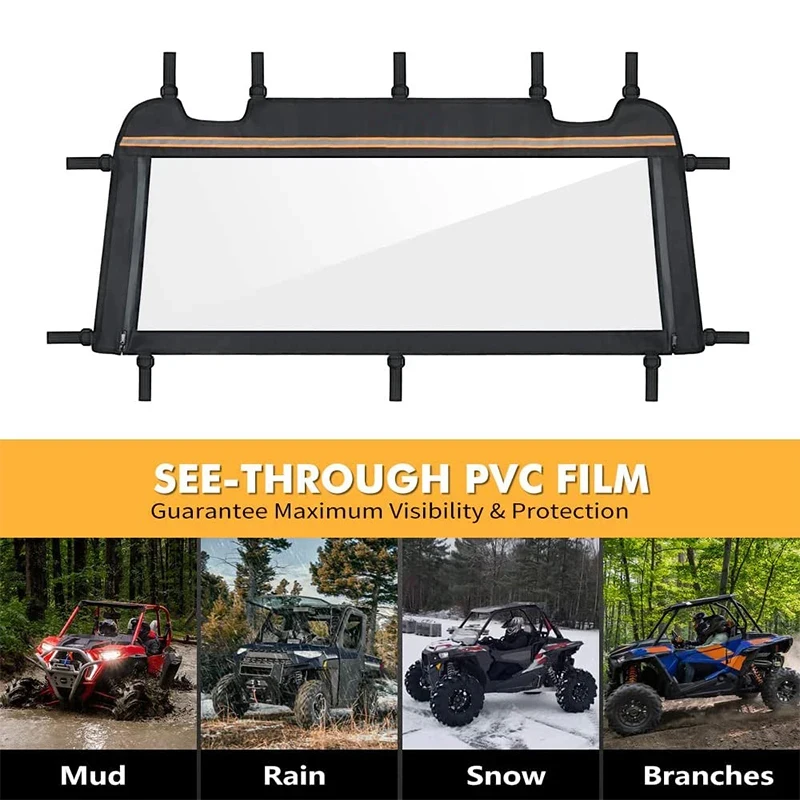 

Back Window Wear Rear Soft Windshield UTV Resisting Waterproofing Transparent PVC Reflective Strip for RZR 4 1000 2014-2023