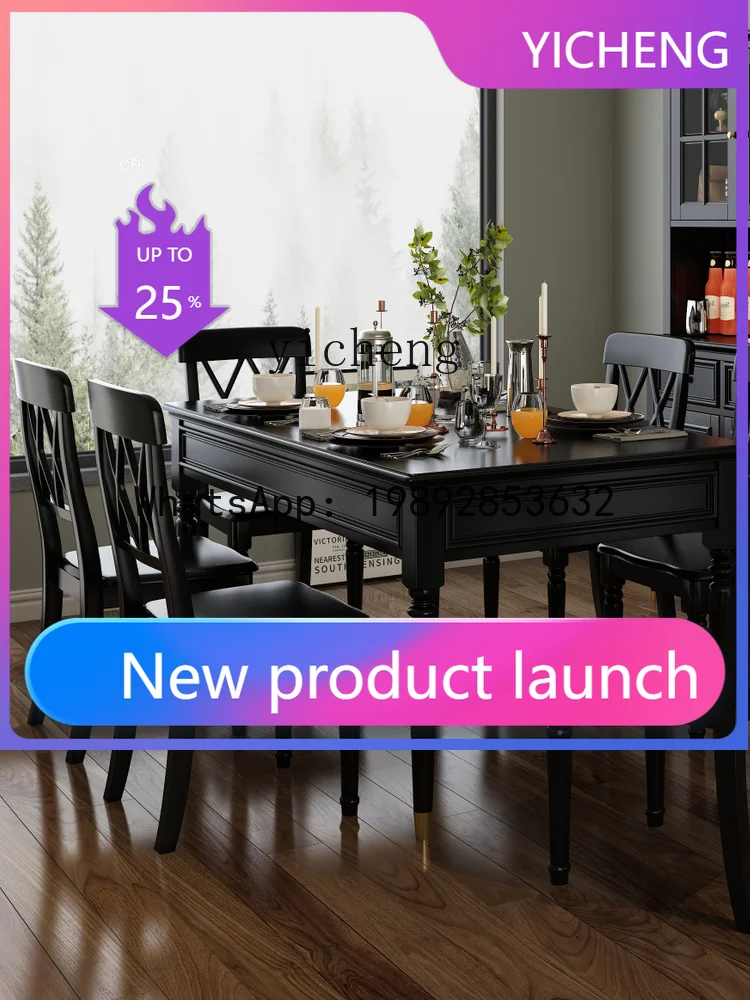 

X7 American Style Furniture Vintage Black Strip Table One Table Four Chairs