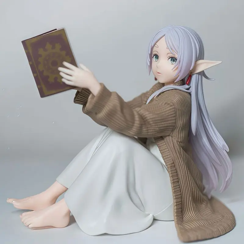 Anime Frieren au-delà du voyage fin Figure Frieren en vêtements de détente lire un livre mignon ordinateur de bureau coque décoration modèle cadeau