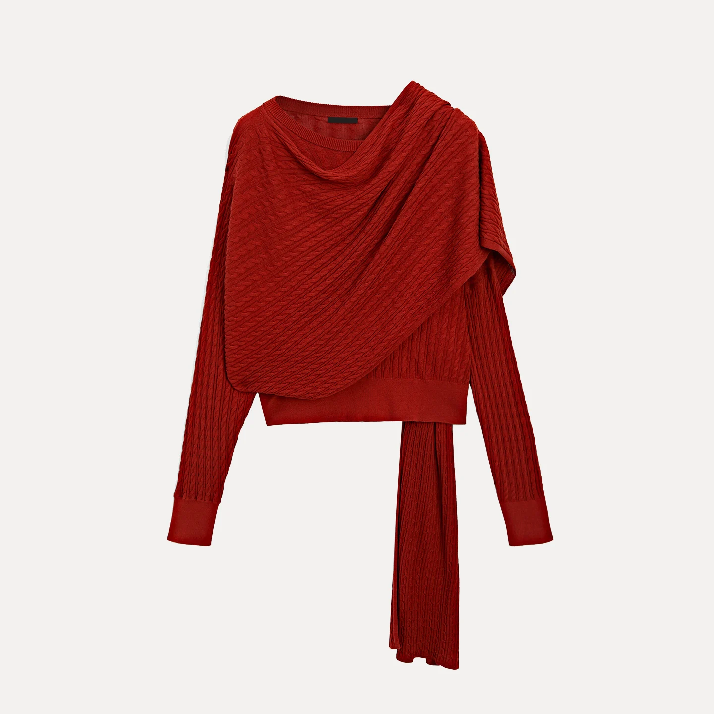 Women's Faion Scarf Ne Twisted Sweater Autumn 2025 New Sle Z Brand Knitted Top European Sle Fem Clothing