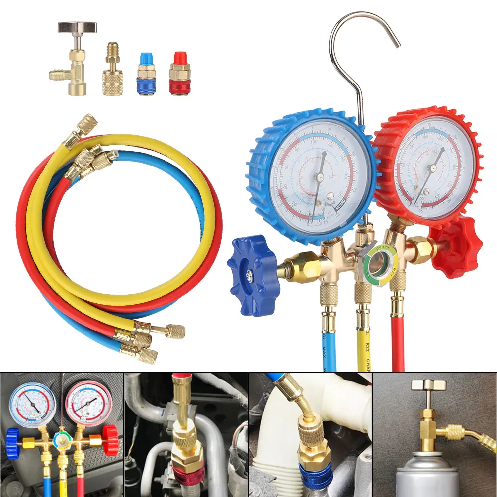 

Freon Charging Test Meter Set Car Air Conditioner Tools Pressure Meter Refrigerant Dual Meter Valve Fluorine Dual Meter