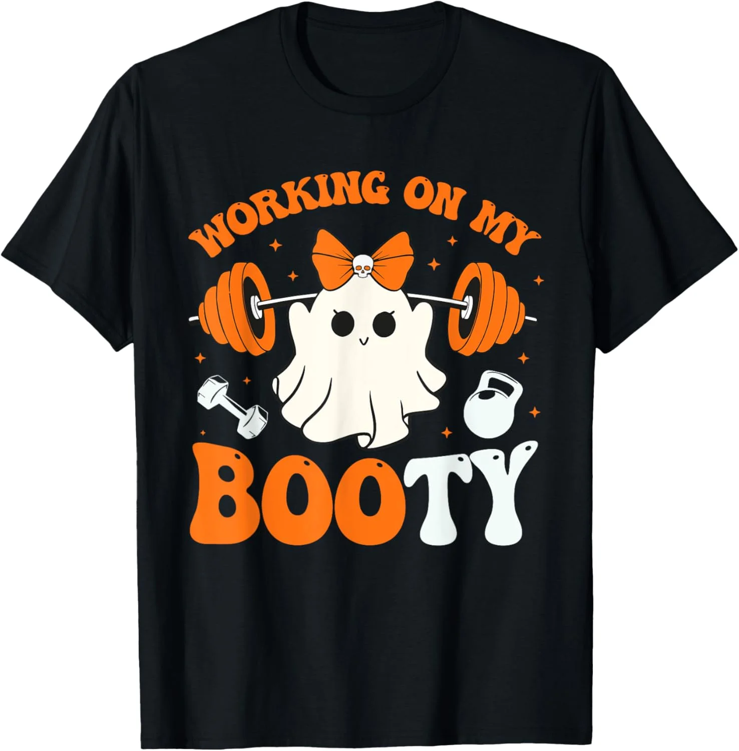 

Funny Working On My Booty Ghost Boo Gym Skeleton Ghost Pun Halloween T-Shirt Summer Women Casual Short Sleeves Streetwear Tees