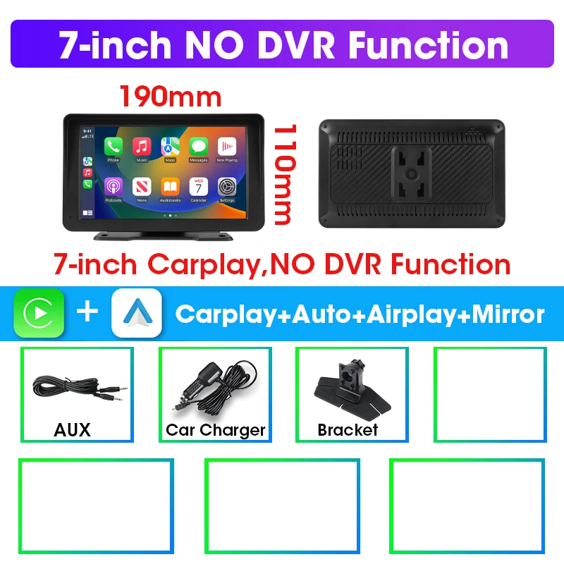 Srnubi 7/10.26 "draadloos Carplay-scherm voor auto, Android Auto Dash Cam 4K auto DVR, 1080P achteruitrijcamera, navigatie videorecorder, AUX