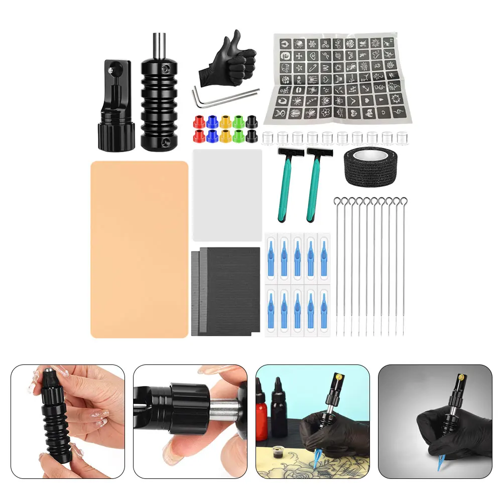 

Aluminum Alloy Tattoos Kit for Starter DIY Portable Tattooing Tools with Needles Pen Rack Storage Beginner Supply