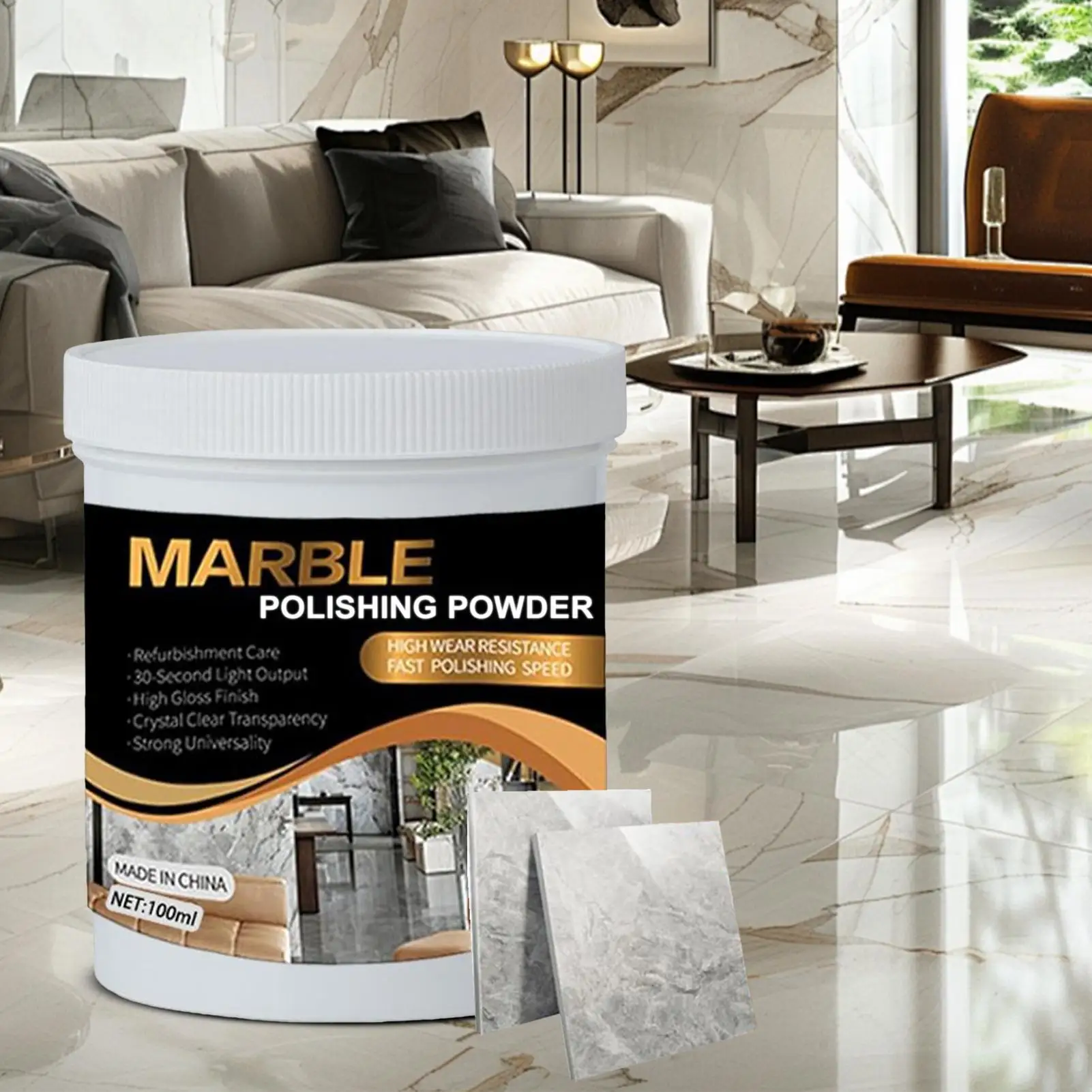 100g Polishing Wax For Granite Marble Quartz Countertop Shine Restorer Brightener For Floor Counter Tub Porcelain Sink Bathroom