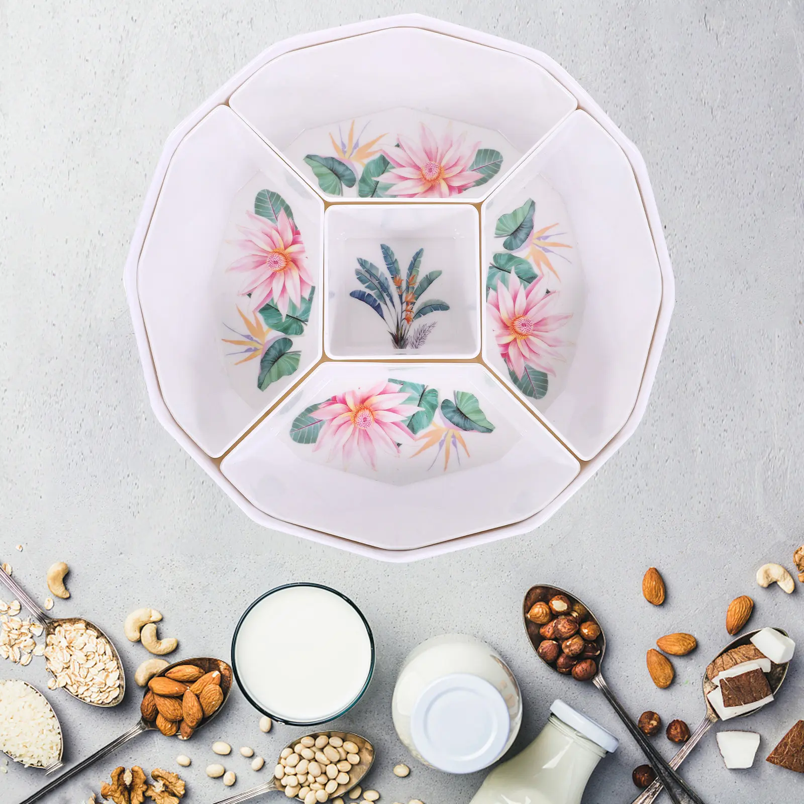 

Fruit Trays Box Divided Serving Tray Lid Platter for Parties Snacks Nuts Home Serving Trays For Parties Kitchen Bedroom