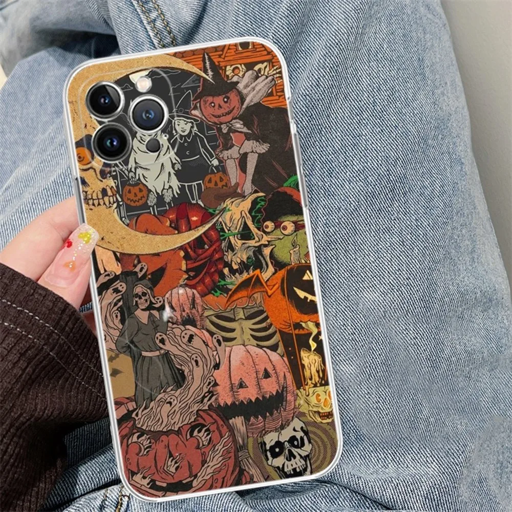 October Fall Halloween Spooky Pumpkin Phone Case Silicone Soft dla iphone 15 14 13 12 11 Pro Mini XS MAX 8 7 6 Plus X XS XR