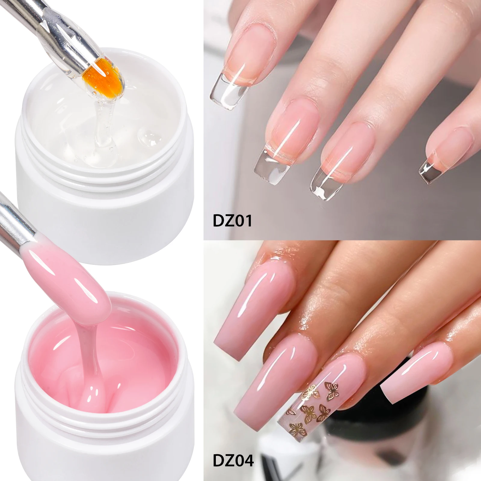 Ensemble de vernis à ongles Gel d'extension, 5 pièces, rose clair, constructeur UV, Camouflage, Extension rapide, Kit d'outils d'art des ongles étendus