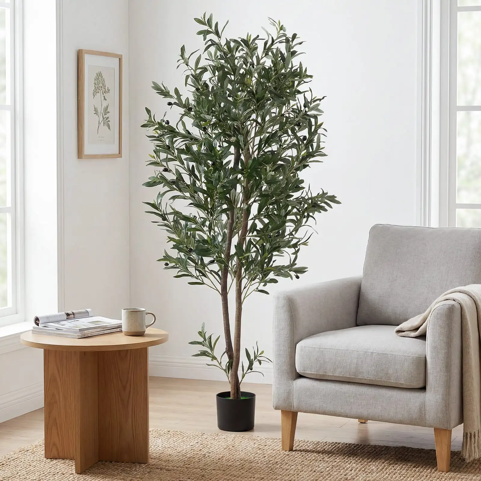 1,8 m Kunstmatige Groene Planten met Realistische Vruchten & Mos Kunstmatige Olijfbomen