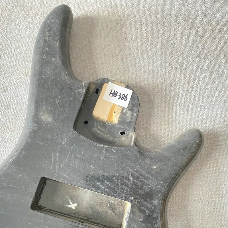 HB386 Unfinished Jazz Bass Body with Paint & Wood Flaws, Solid Wood DIY Project for Restoration & Custom Build (Active Model)