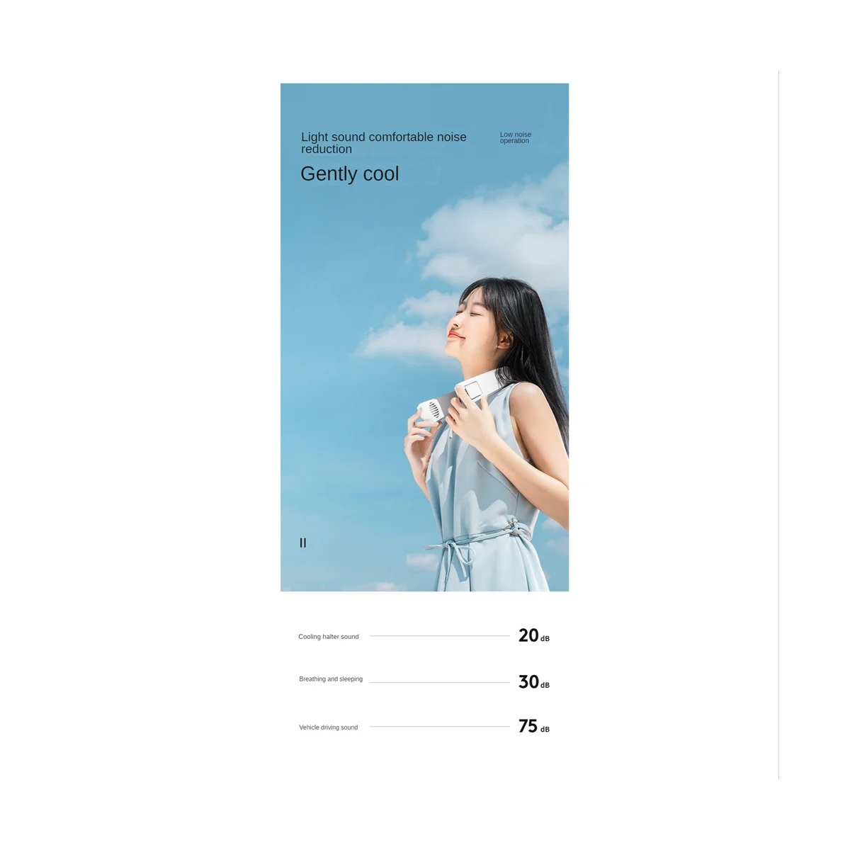 ポータブルネックレスファン,USB充電式,4000mah,半導体,静か,夏用,青