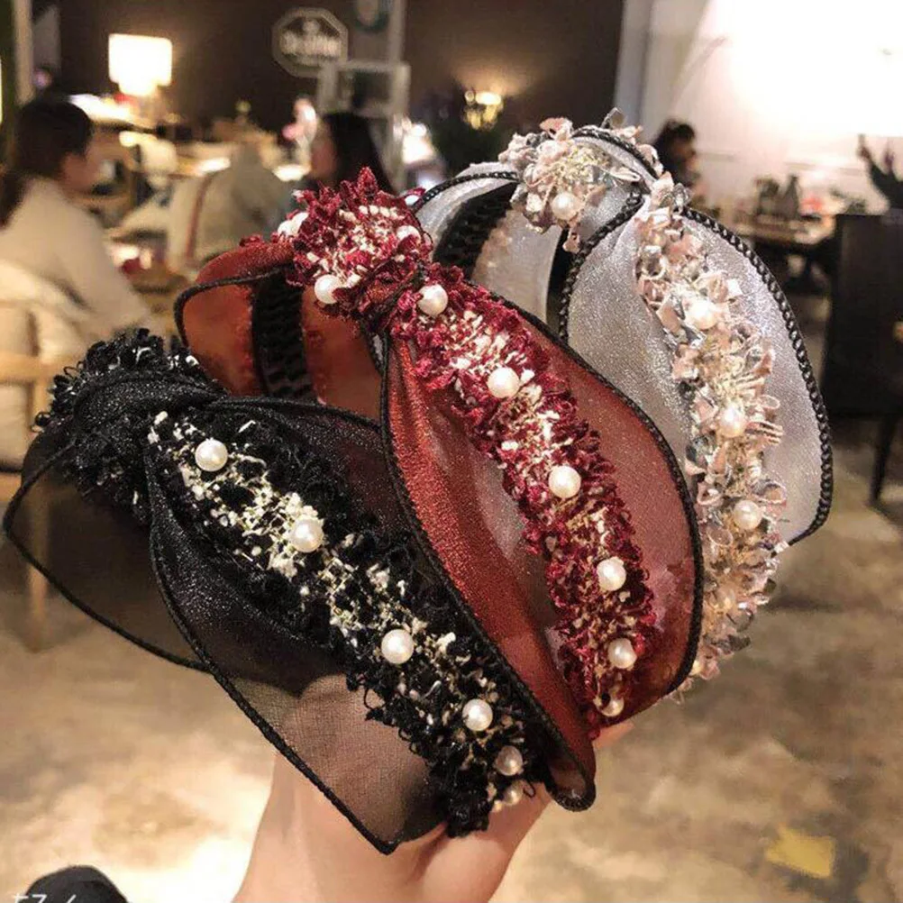 3 szt. Koronkowa opaska na głowę, luksusowa szeroka obręcz do włosów na imprezy, cosplay, maskarady, występy sceniczne, modna ozdoba na głowę