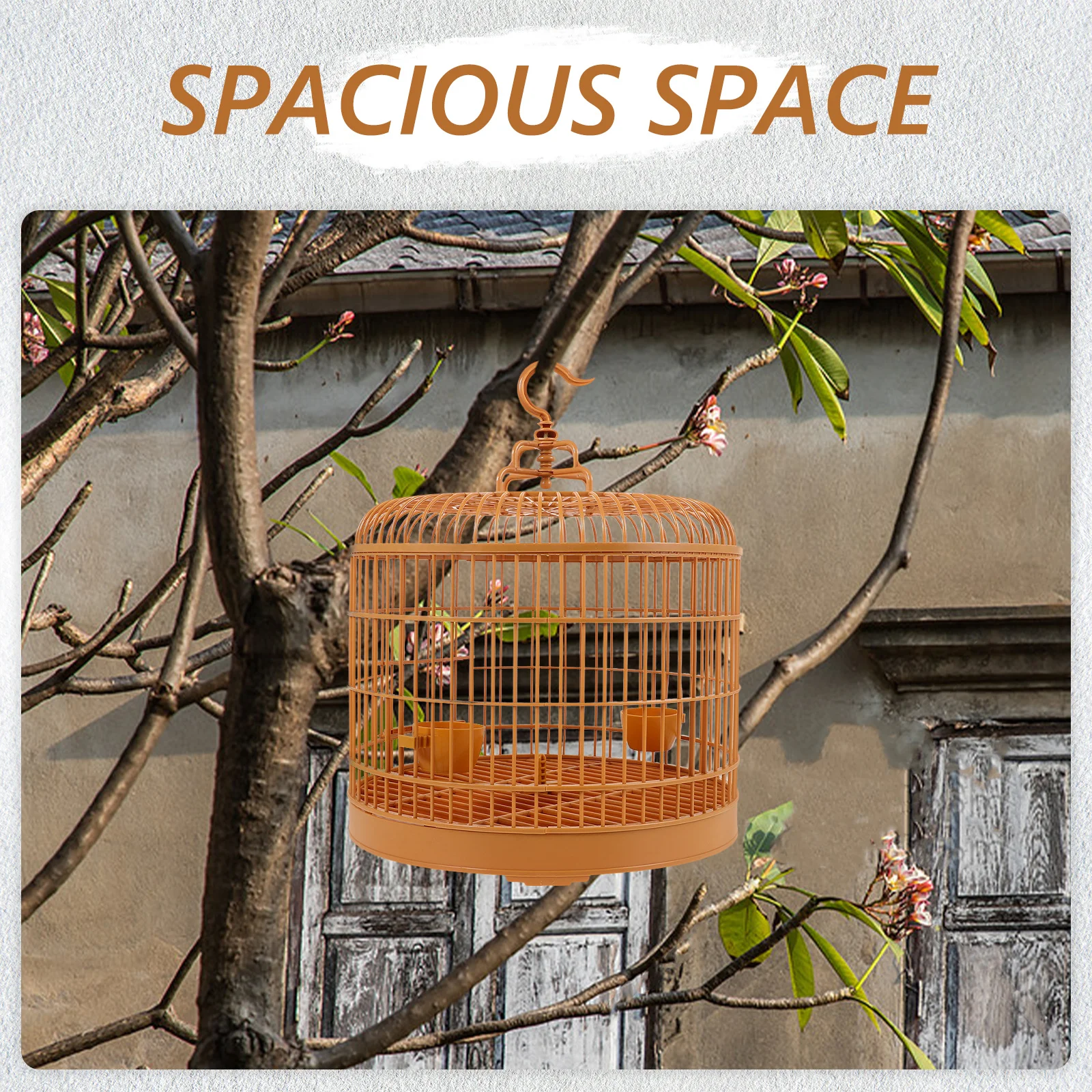 

Round Bird Cage Plastic Hanging Cage for Small Pets Large Capacity Stylish Durable Reusable Vintage Decorative
