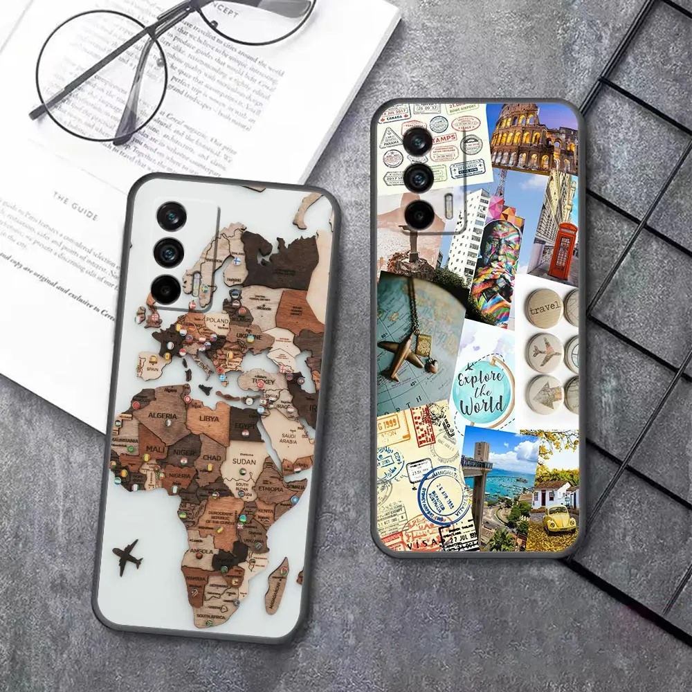 Case For OPPO Realme GT Pro Master Neo2 NARZO 50 50I 50A 5G C35 C33 C31 C30 C30S V25 V13 Case W-World M-Map Travel Airplan Plane