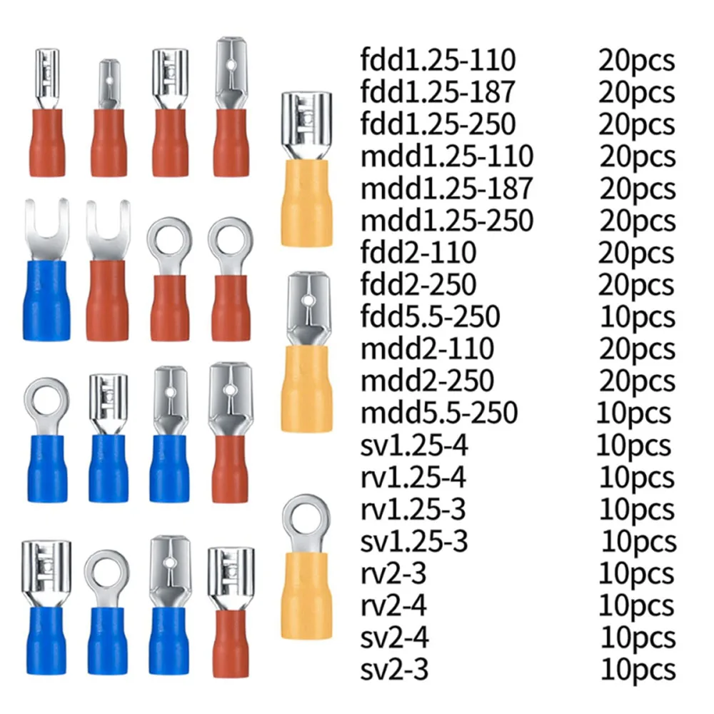 300 Stück Elektrische Steckverbinder, Gabelring- und Flachsteckverbinder, Schnellkupplungen, Crimp-Kabelverbinder (männlich/weiblich) – Detail 3