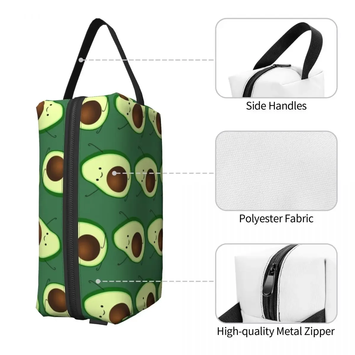 Avocado-Kosmetiktasche für Damen, Kawaii, große Kapazität, veganes Essen, Make-up-Etui, Beauty-Aufbewahrung, Kulturbeutel