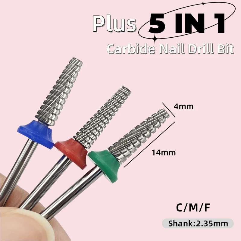 

1 шт. мини-фреза для ногтей 5-в-1 из карбида вольфрама, высококачественная, для полировки ногтей, удаления кутикулы, маникюра, инструмент для маникюра