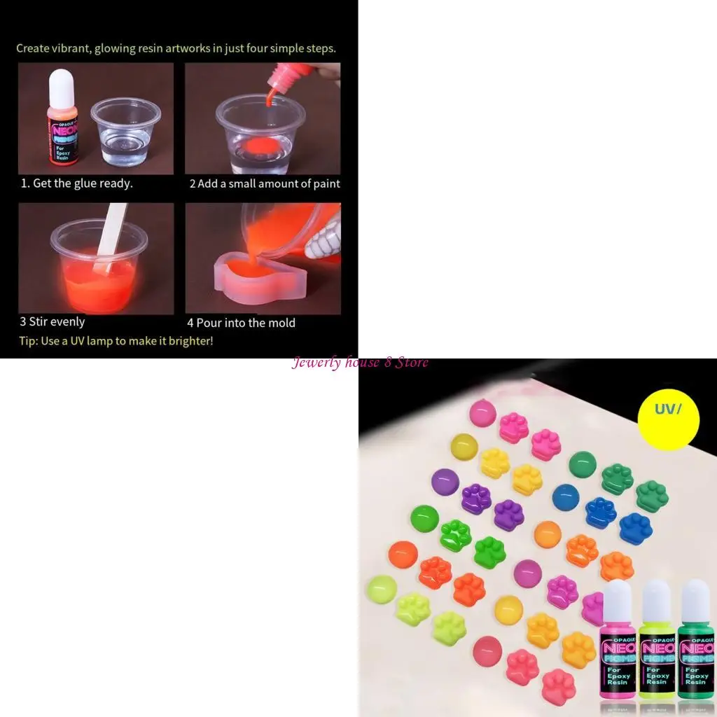 

High Concentration Fluorescent Resin Dye 12 Color Jewelry Making Craft Materials
