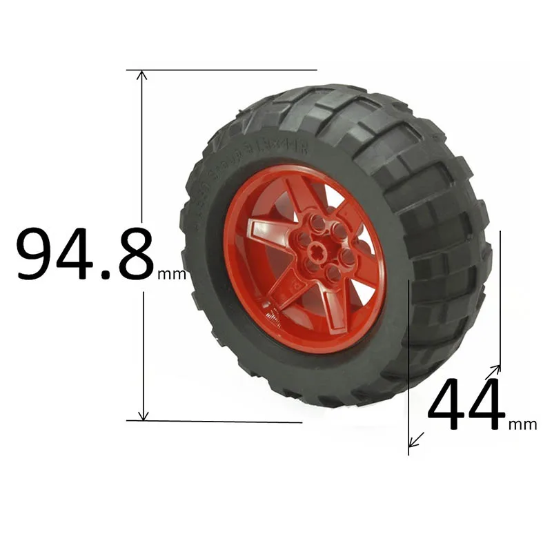 Rainbow Pig MOC Parts Wheel 15038 + 54120 Tire 94.8 x 44mm High-Tech Compatible Bricks DIY Building Blocks Particle Kid Toy Gift