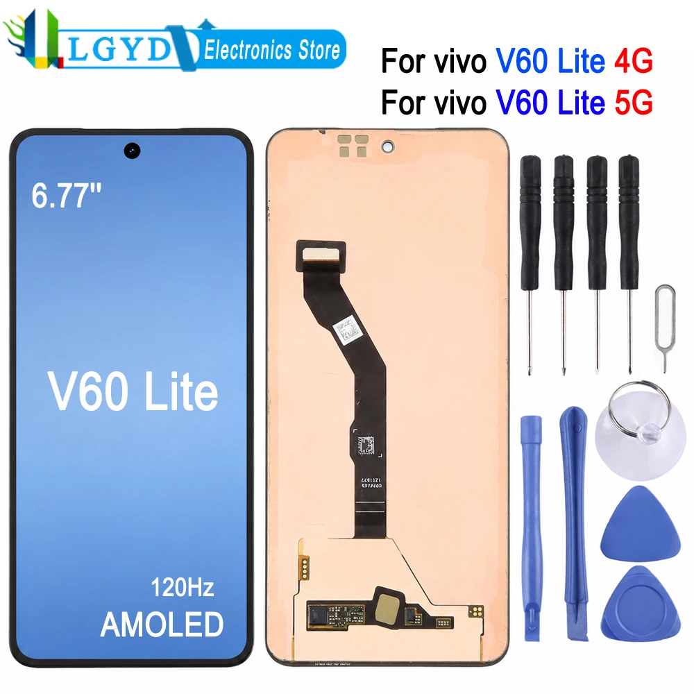 Оригинальный AMOLED LCD-экран 6.77 дюйма для vivo V60 Lite 5G V2529, для vivo V60 Lite 4G, сенсорный дисплей, запасная часть для замены