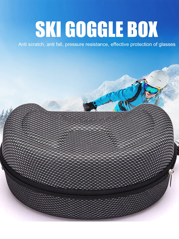 حافظة نظارات التزلج للسفر والتزلج EVA صندوق تخزين النظارات الشمسية يحمل حامل بسحاب