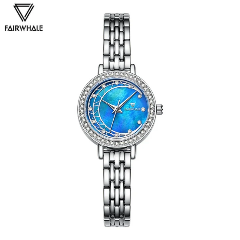 Mark Fairwhale 3400 Elegant Women's Quartz Watch Moon Dial Lady Waterproof Stainless Steel Strap Fashion Women Casual Wristwatch