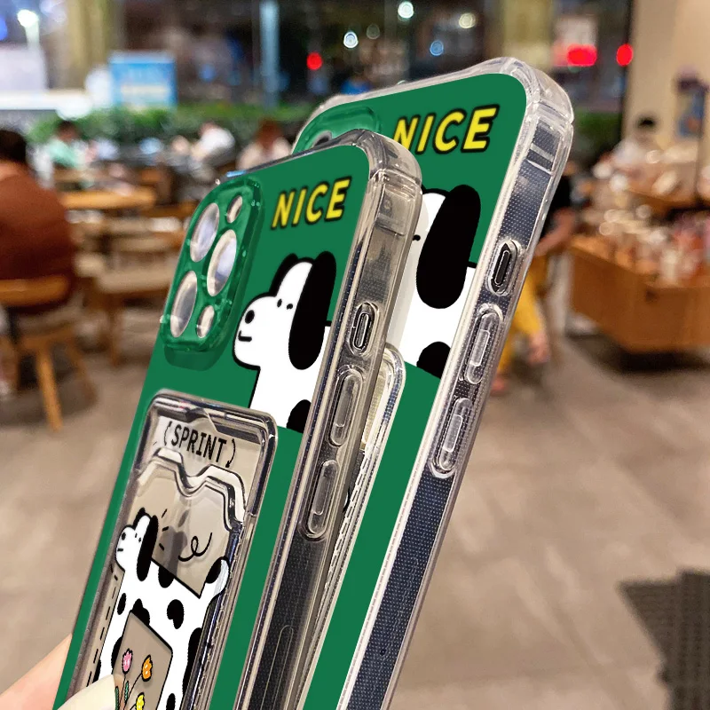 Card Holder Phone Case For iPhone 11 13 16 Pro Max 15 14 12 16promax 15promax  Transparent Soft Silicon Shockproof Funda Covers